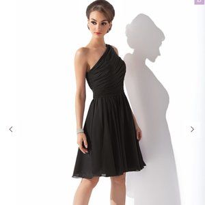 NWOT - JJ's House Chiffon One-shoulder Knee-length Black Dress Size 14